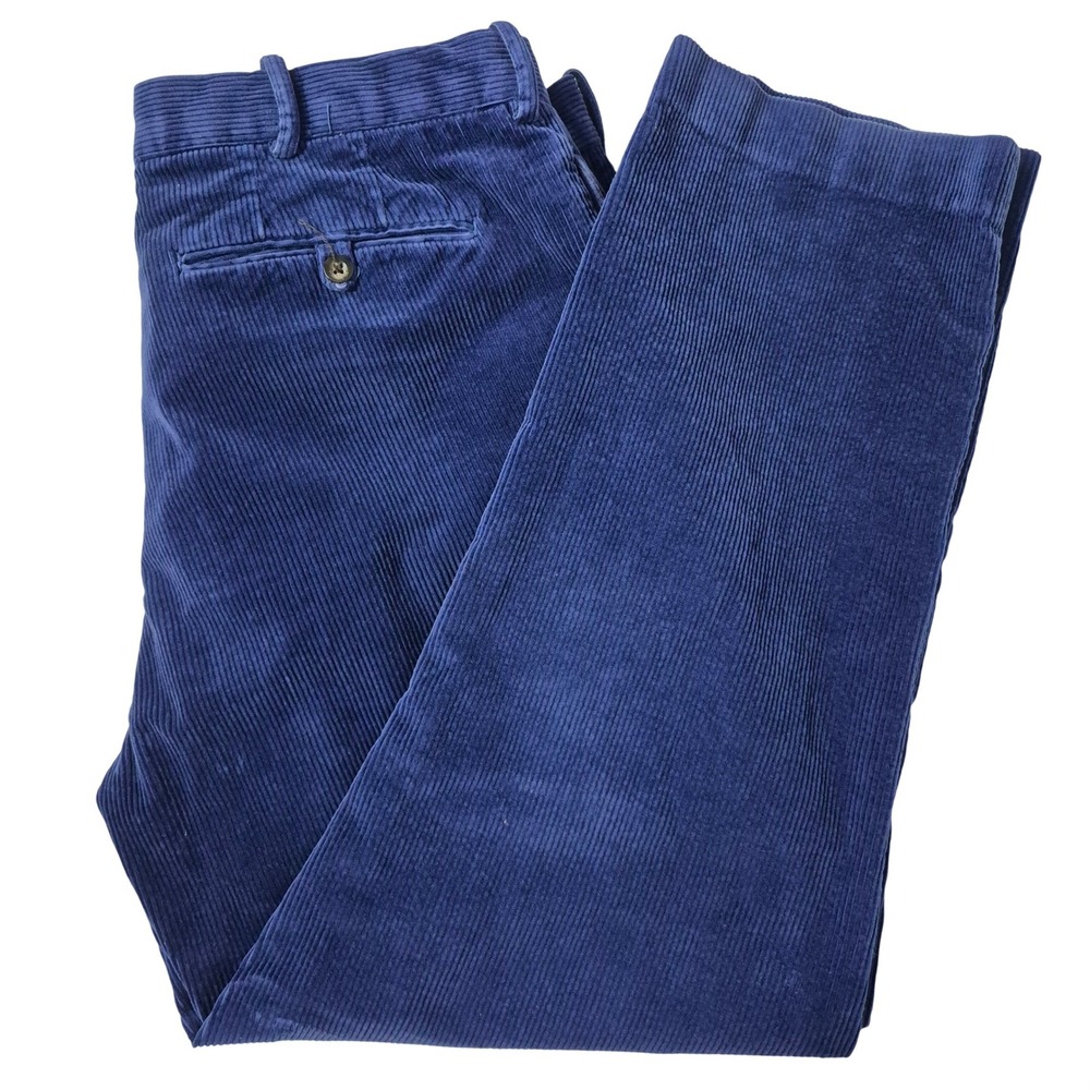 Polo Ralph Lauren Corduroy Pants Men 38/30 (28.5) Blue Wide Wale Stretch Classic